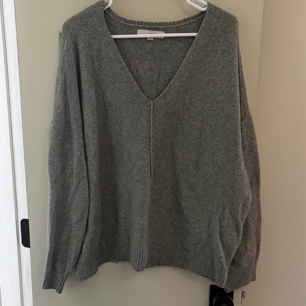 V-Neck Gray/Green Sweater